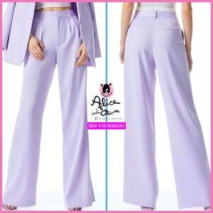Alice + Olivia Conry Lavender Purple Pleated Wide Leg Pants